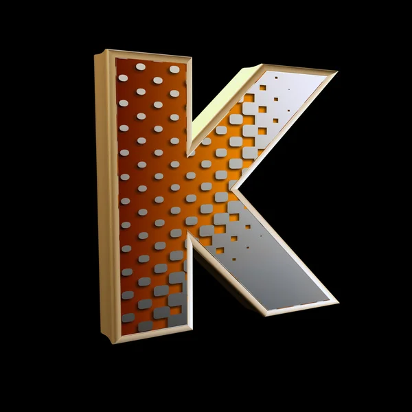 3d abstract letter with modern halftone pattern - K — Stock Photo, Image