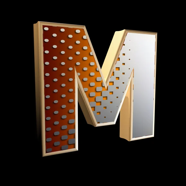3d abstract letter with modern halftone pattern - M — 图库照片