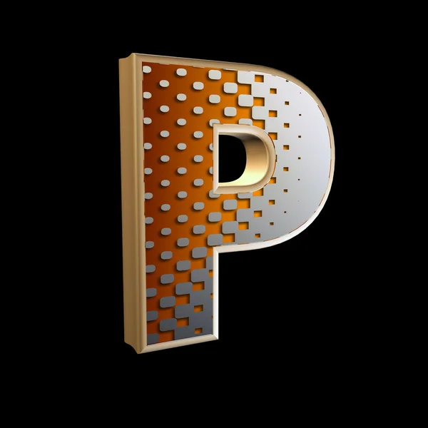 3d abstract letter with modern halftone pattern - P — Stock Photo, Image