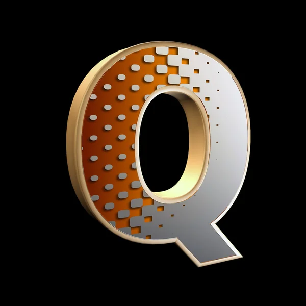 3d abstract letter with modern halftone pattern - Q — Stok fotoğraf