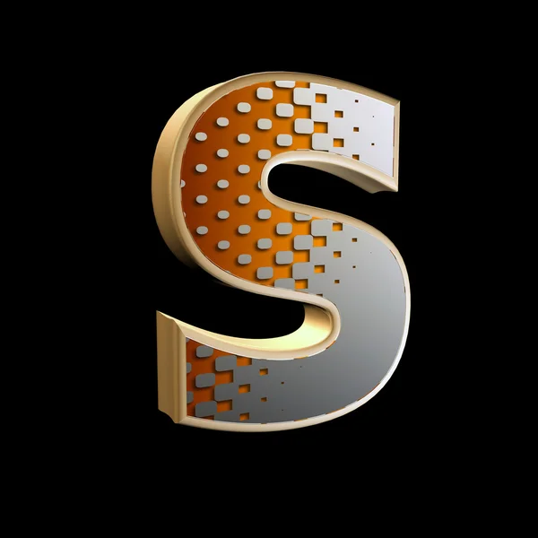 3d abstract letter with modern halftone pattern - S — Stock Photo, Image
