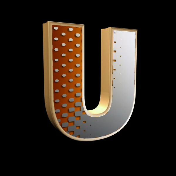 3d абстрактна літера з сучасним напівтоновим візерунком - U — стокове фото