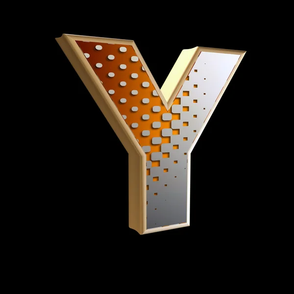 3d абстрактна літера з сучасним напівтоновим візерунком Y — стокове фото