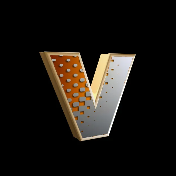 Abstract 3d letter with halftone texture - v — Stock Photo, Image
