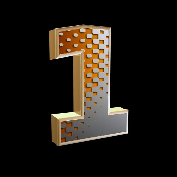 Dígito 3d abstrato com textura de meio tom - 1 — Fotografia de Stock