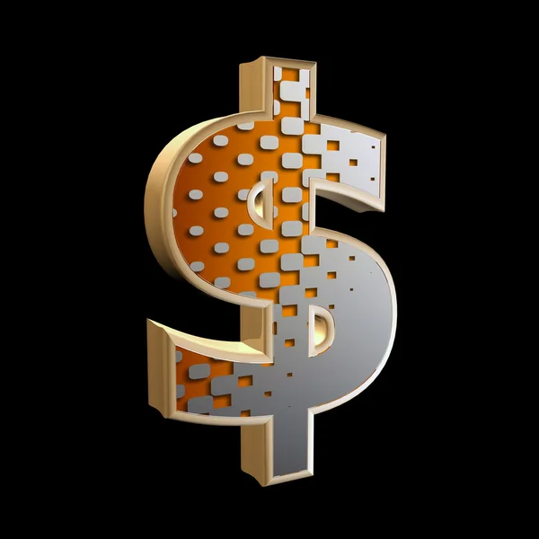 Abstract 3d dollar currency sign with halftone texture — Stock Photo, Image