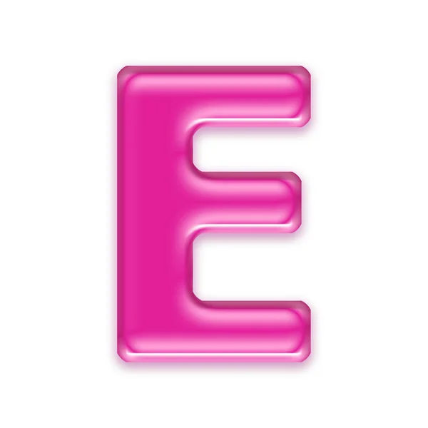 隔绝-在白色背景上的粉红果冻字母 e — 图库照片