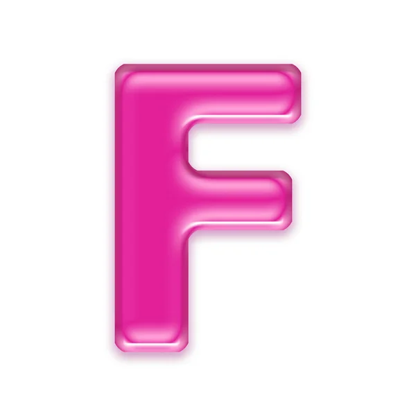 Lettera gelatina rosa isolata su sfondo bianco - f — Foto Stock