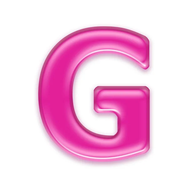 Lettera gelatina rosa isolata su sfondo bianco - g — Foto Stock