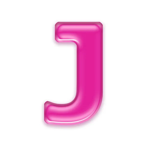 Lettera gelatina rosa isolata su sfondo bianco - J — Foto Stock