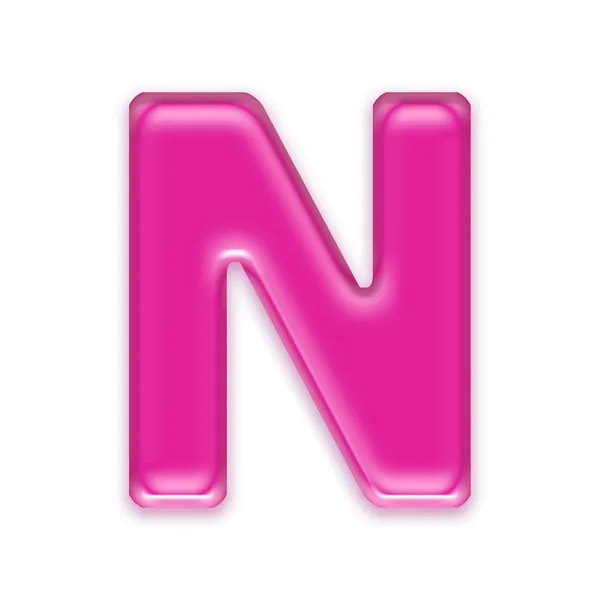Lettera gelatina rosa isolata su sfondo bianco - N — Foto Stock