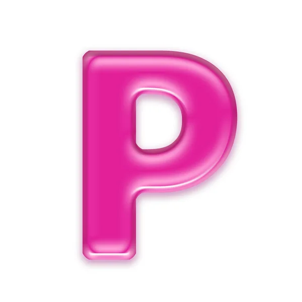 Pink jelly letter isolated on white background - P — Stock Photo, Image