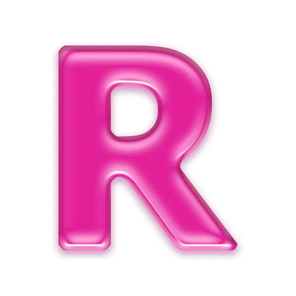 Lettera gelatina rosa isolata su sfondo bianco - R — Foto Stock