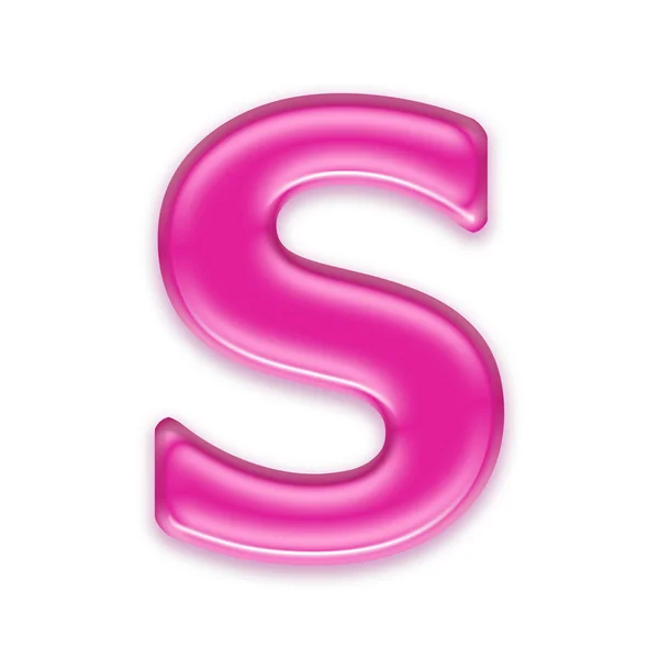 Carta de gelatina rosa aislada sobre fondo blanco - S —  Fotos de Stock