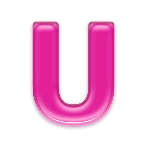 Pink jelly letter isolated on white background - U — Stock Photo, Image