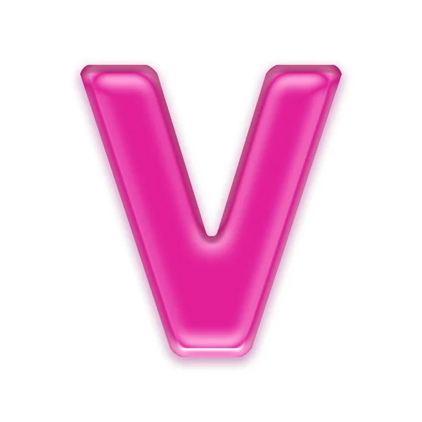 隔绝-在白色背景上的粉红果冻字母 v — 图库照片