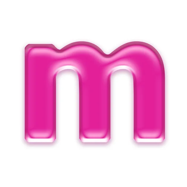 Huruf jeli pink diisolasi pada latar belakang putih - M — Stok Foto