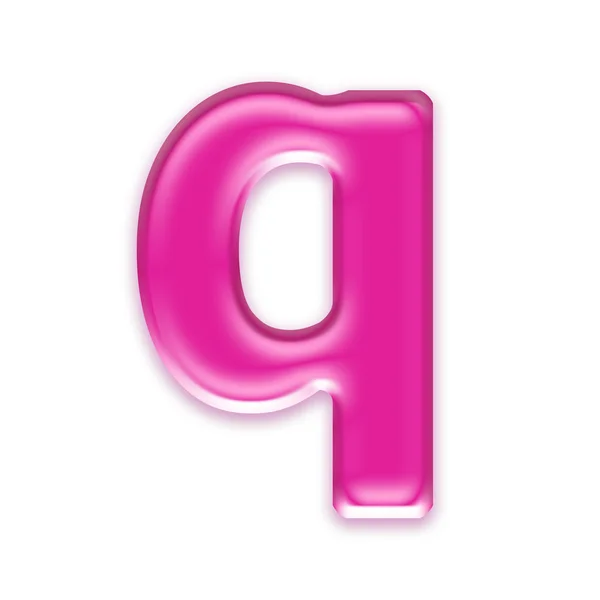 Carta de gelatina rosa aislada sobre fondo blanco - Q — Foto de Stock