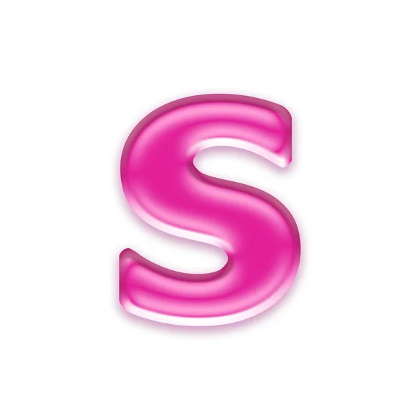 흰색 배경-S 절연 젤리 핑크 편지 — 스톡 사진