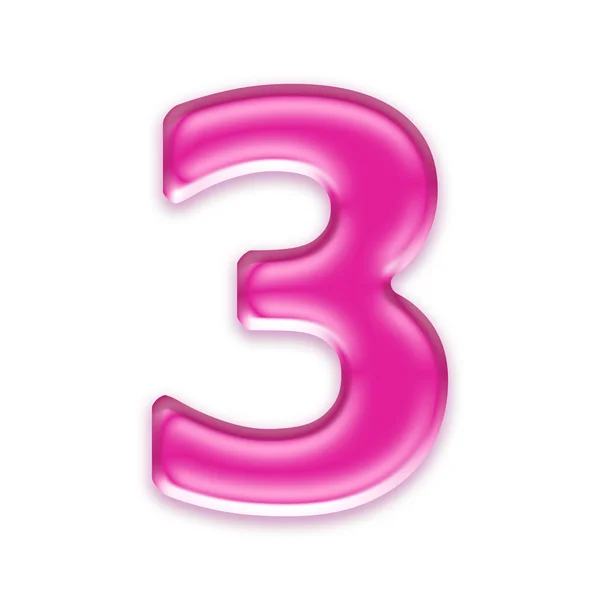 Pink jelly digit isolated on white background - 3 — Stock Photo, Image