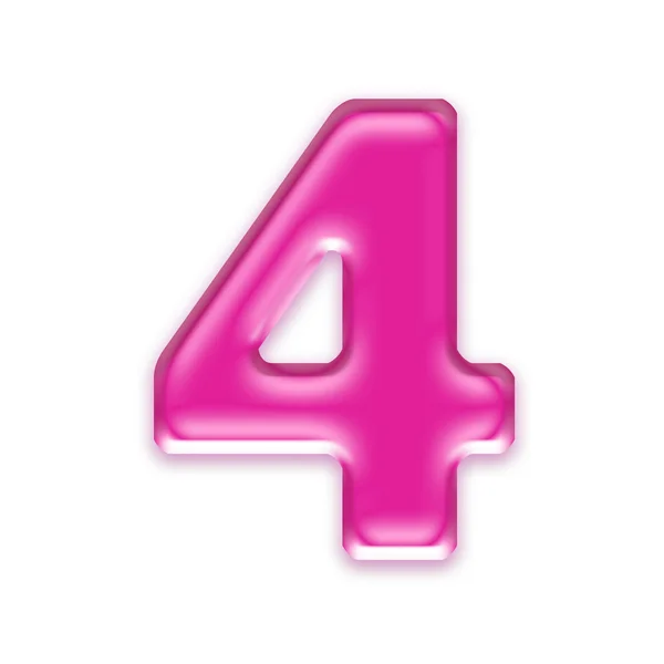 Dígito de geleia rosa isolado no fundo branco - 4 — Fotografia de Stock