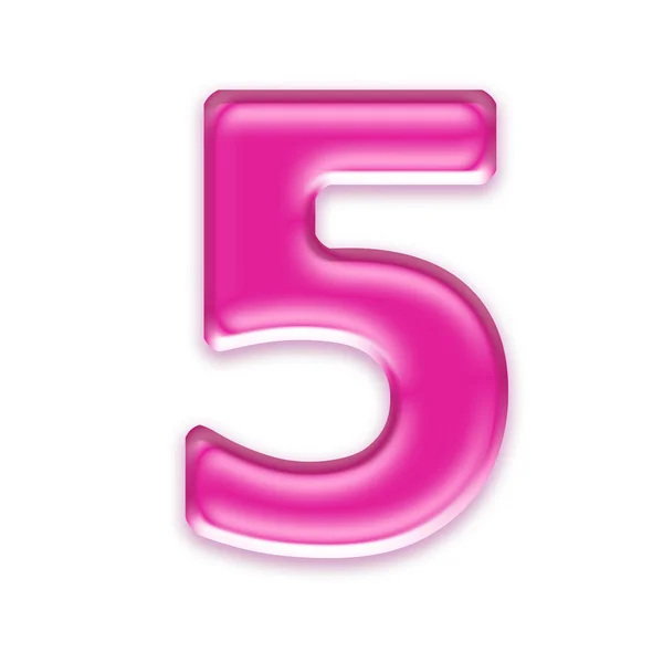 Pink jelly digit isolated on white background - 5 — Stock Photo, Image