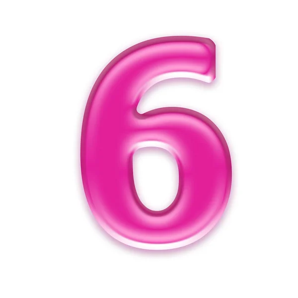 Pink jelly digit isolated on white background - 6 — Stock Photo, Image