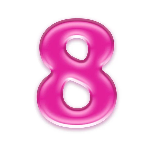 Dígitos de gelatina rosa aislados sobre fondo blanco - 8 — Foto de Stock