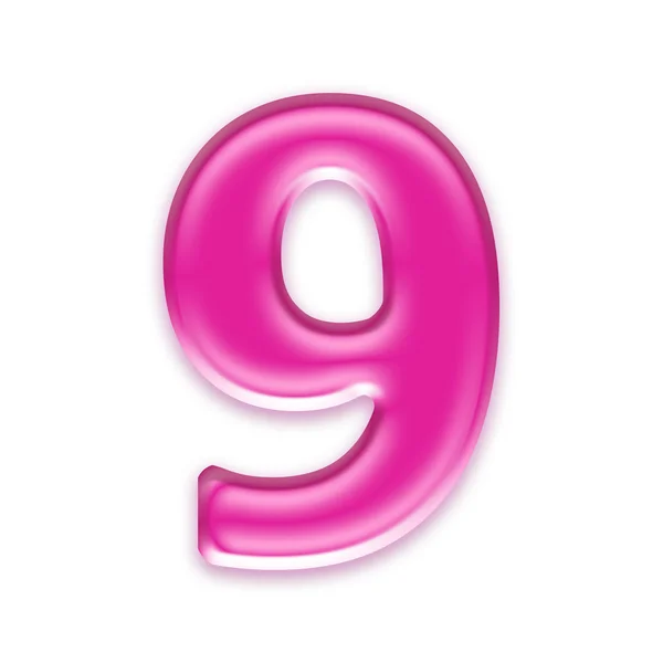 Dígito de geleia rosa isolado no fundo branco - 9 — Fotografia de Stock