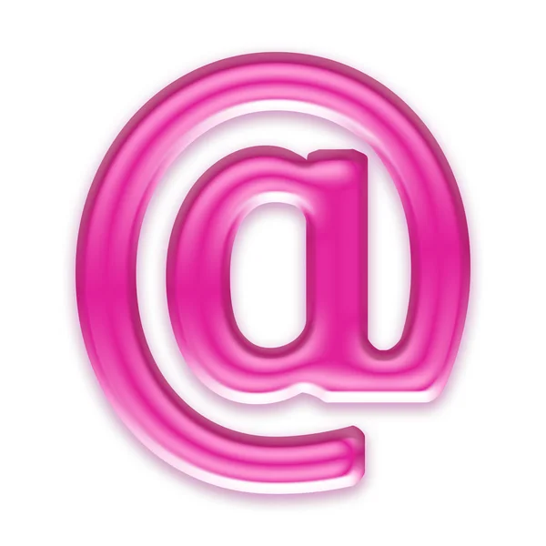 Rosa Gelee Mail-Zeichen isoliert auf weißem Hintergrund — Stockfoto