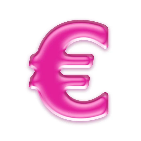 Signo de moneda de gelatina rosa aislado sobre fondo blanco - euro — Foto de Stock