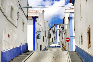 Traditional street of alentejo region, Arraiolos village. clipart