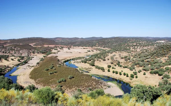 Landscape of valley and river near Barrancos, Portugal. — Stock Photo, Image