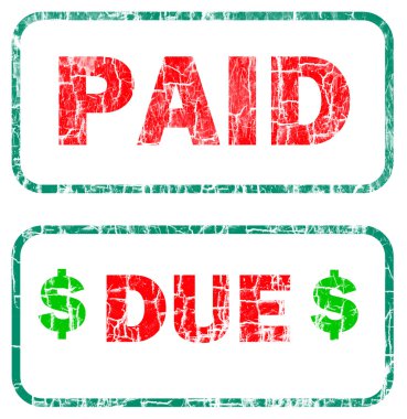 Paid and due stamp sign clipart