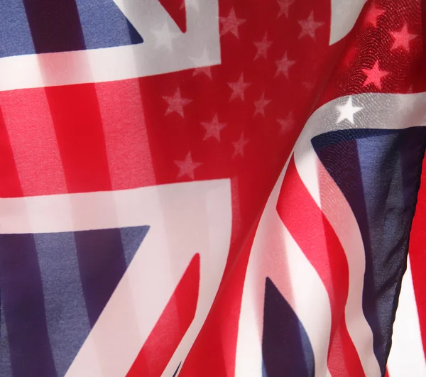 Drapeaux britanniques et américains transparents — Photo