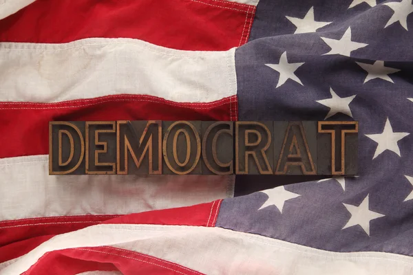 Flagga med demokrat ord — Stockfoto