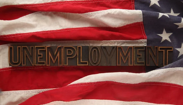 Desemprego na bandeira americana — Fotografia de Stock