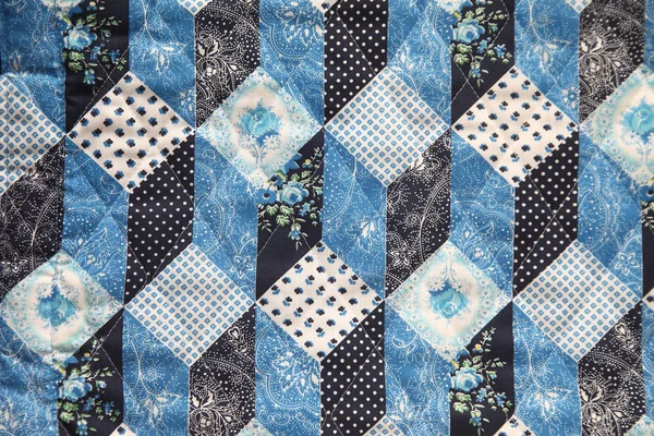 Old fabric in blue, black and white — Stock Photo, Image
