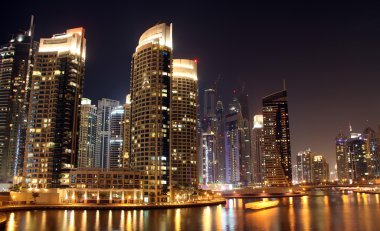 Dubai city at night clipart