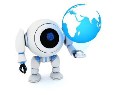 Robot and earth clipart