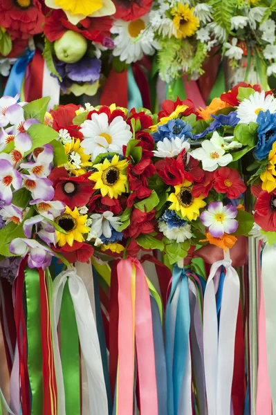 stock image Girly garland with colored ribbons