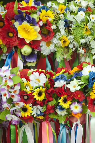 stock image Girly garland with colored ribbons