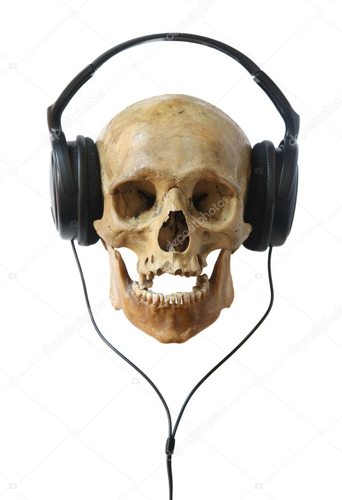 skull with earphones