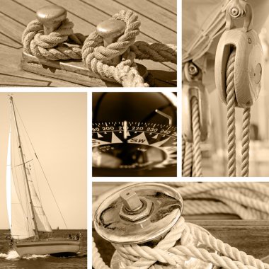 Yacht collage. Sailboat. Yachting concept clipart