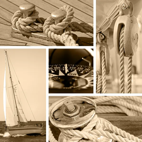 Collage di yacht. Barca a vela. Concetto di navigazione — Foto Stock
