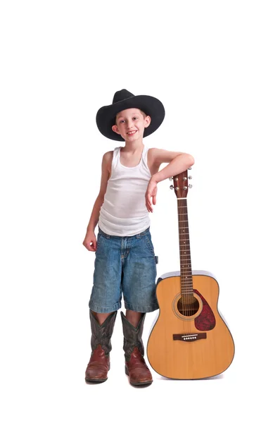 Piccolo cowboy musicista — Foto Stock
