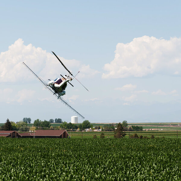 Вертолетное опрыскивание культур пестицидами

