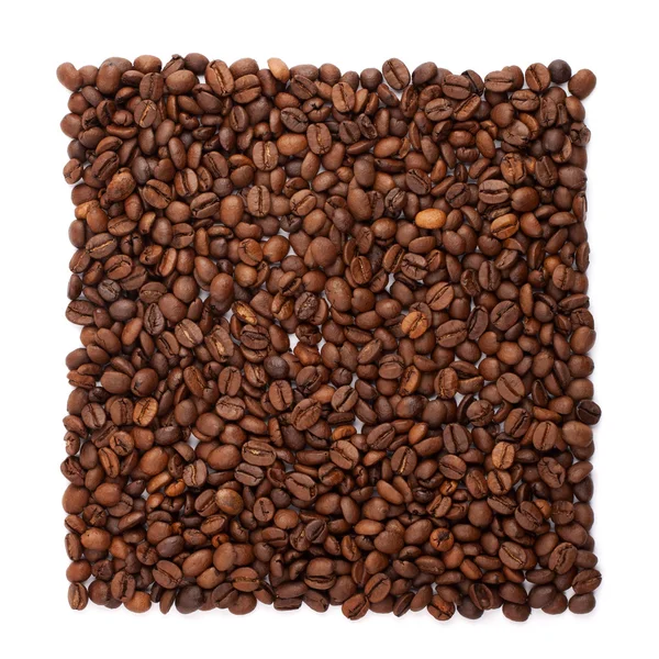 Кофейные зерна, организованные в квадрат — стоковое фото