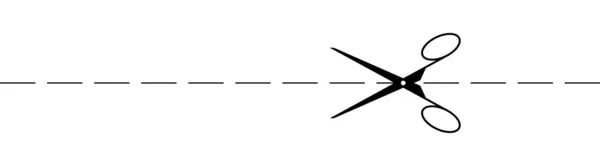 Ciseaux et marque de coupe — Image vectorielle