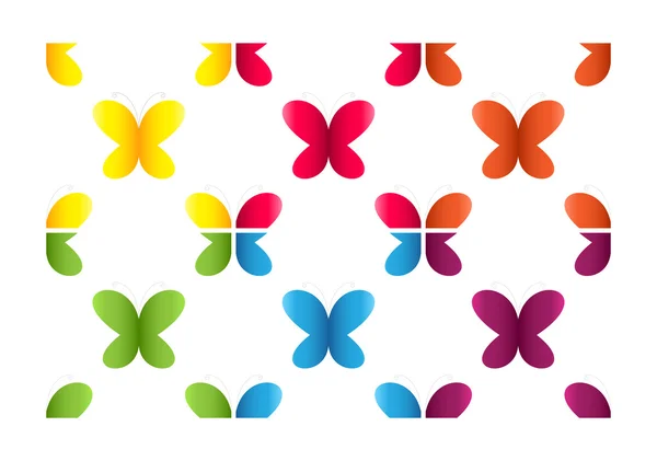 Ensemble de motifs sans semence avec des papillons — Image vectorielle